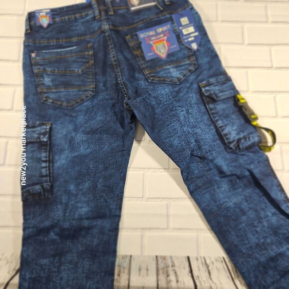 Men's Royal Spirit Denim Blue Jeans Size 34 shoestring waistband New - Picture 4 of 16